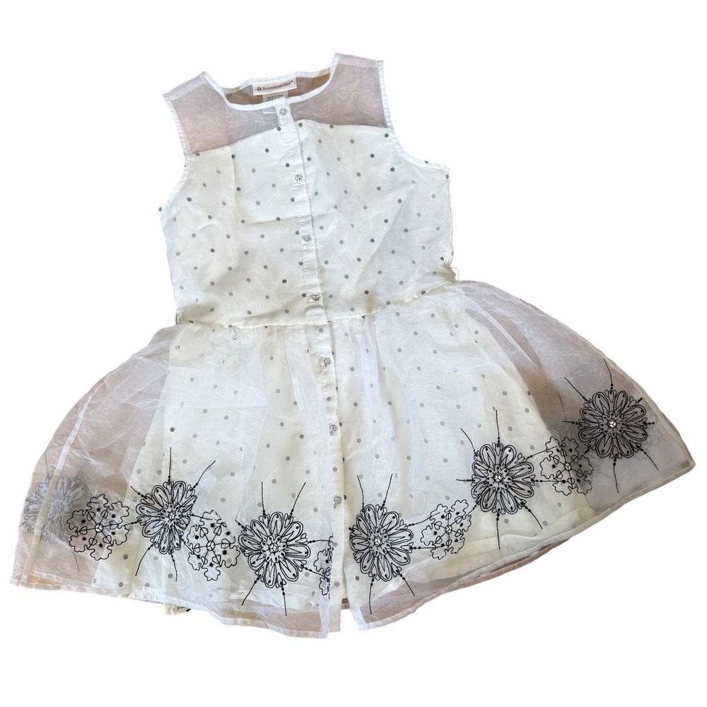 American girl white and black polka dot girls dress